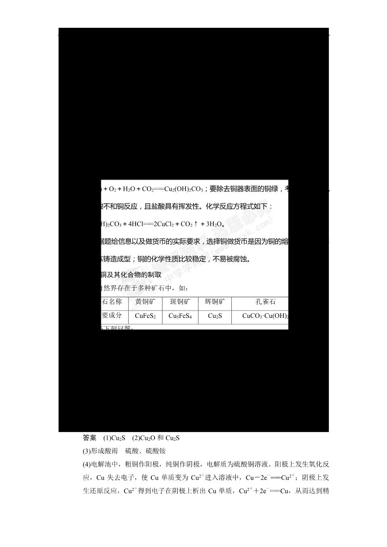 高中化学 必修一【步步高】2014届新人教课标Ⅰ高三化学一轮总复习资料word版：第三章 第4讲 铜及其化合物第4页