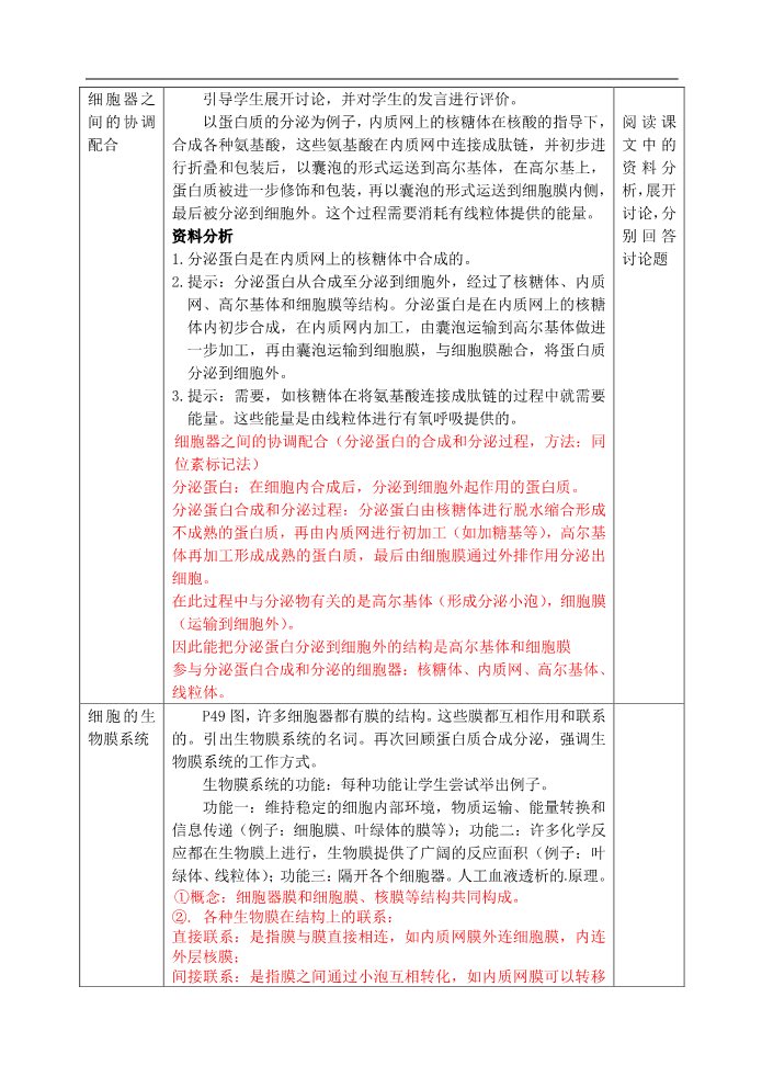 高中生物必修一人教高中生物必修1教案： 3.2 细胞器——系统内的分工合作 2第4页