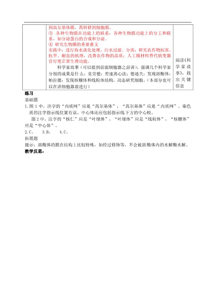 高中生物必修一人教高中生物必修1教案： 3.2 细胞器——系统内的分工合作 2第5页