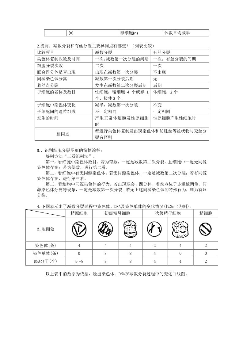 高中生物必修二人教高中生物必修2导学案：第二章第1节 减数分裂和受精作用第2课时第2页