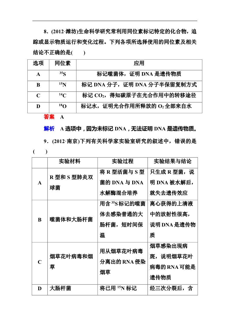 高中生物必修二2014届高考生物课后强化作业：2-3-1DNA是主要的遗传物质第5页