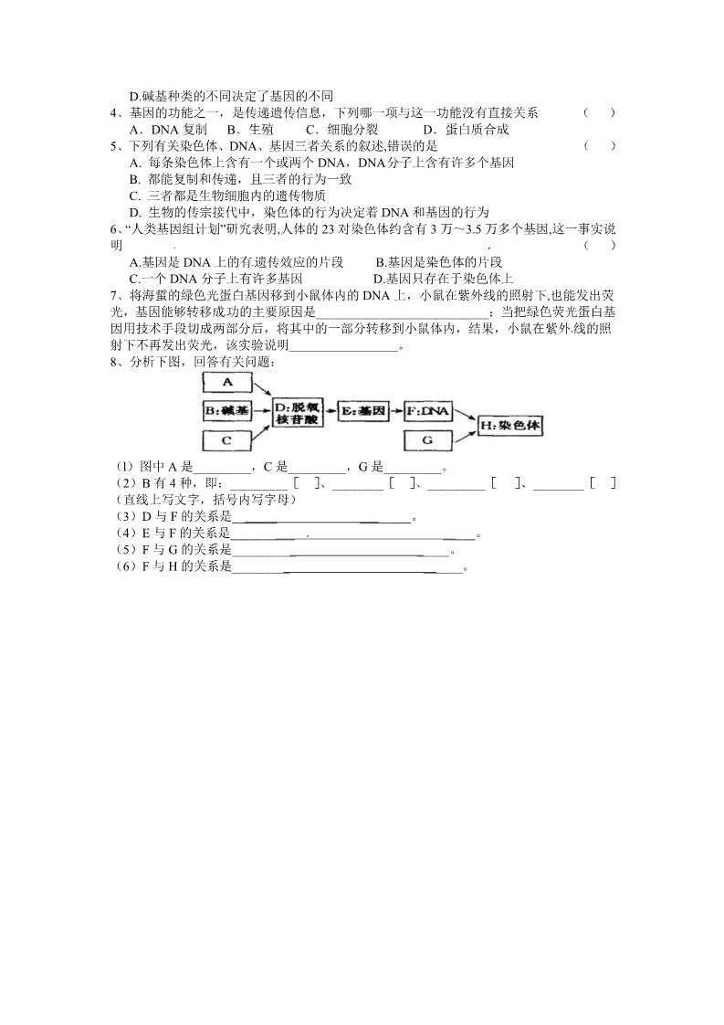 高中生物必修二必修二第三章第4节《基因是有遗传效应的DNA片段》导学案第4页
