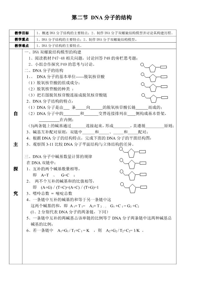 高中生物必修二DNA分子的结构和复制及基因是有遗传效应的DNA片段2第1页