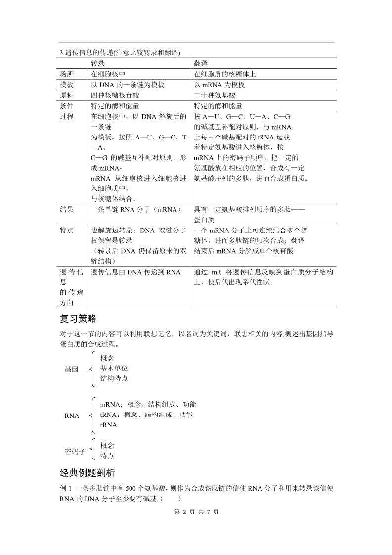 高中生物必修二新课标高中生物专题复习必修II第4、基因的表达－基因指导蛋白质的合成第2页