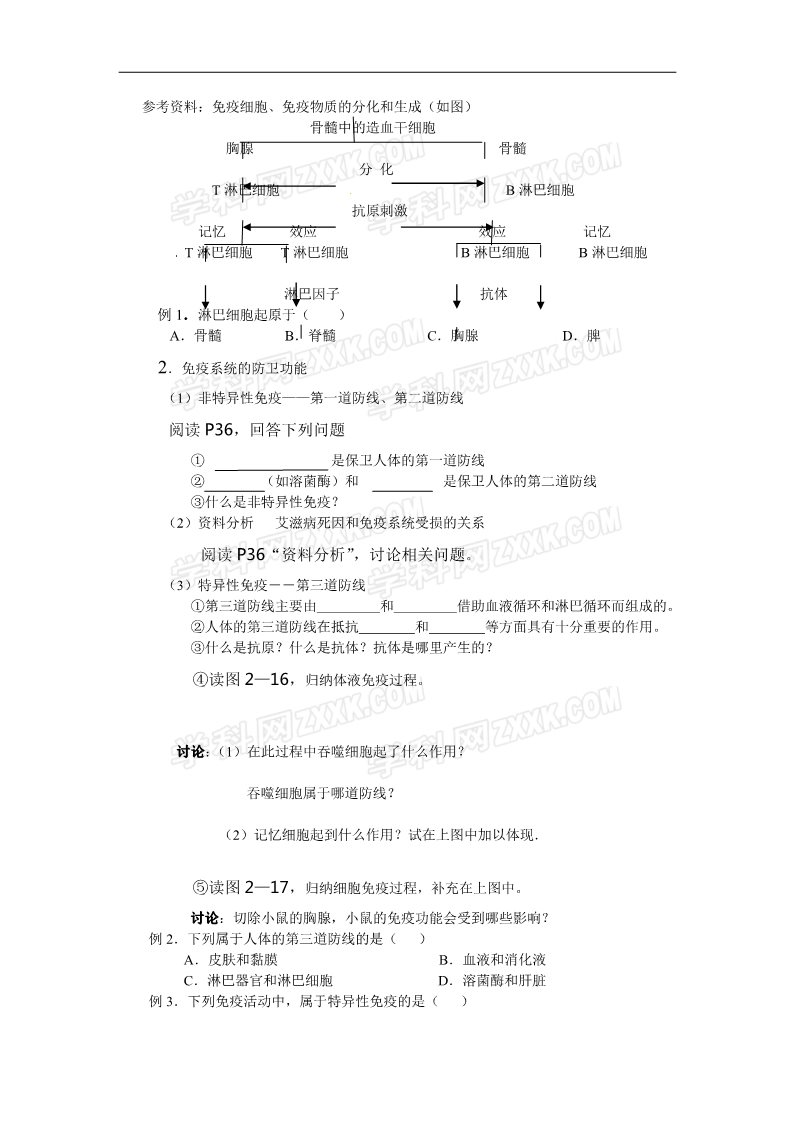 高中生物必修三2.4《免疫调节》导学案第2页