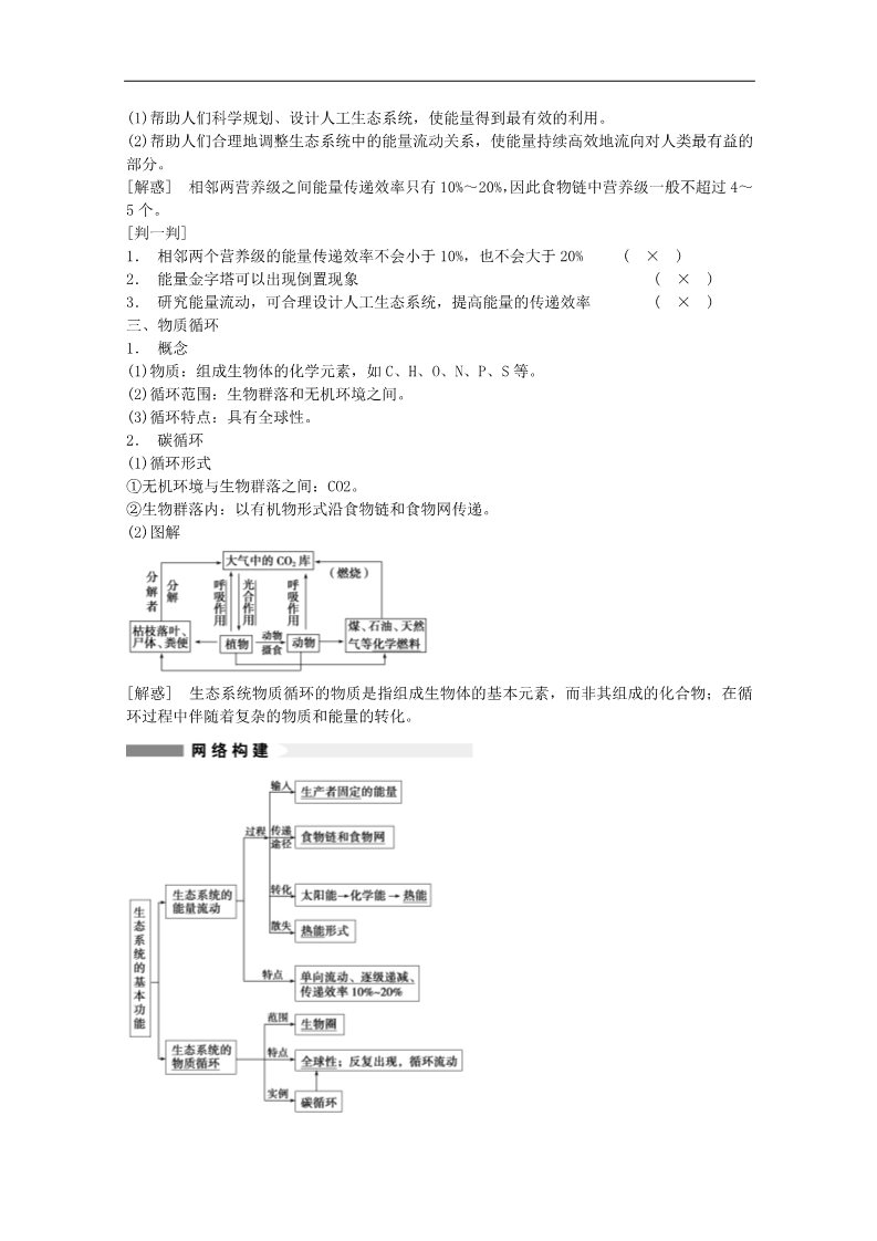 高中生物必修三【原创】2014届高三生物（人教版通用）一轮复习教案--- 第34讲 生态系统的能量流动和物质循环第2页