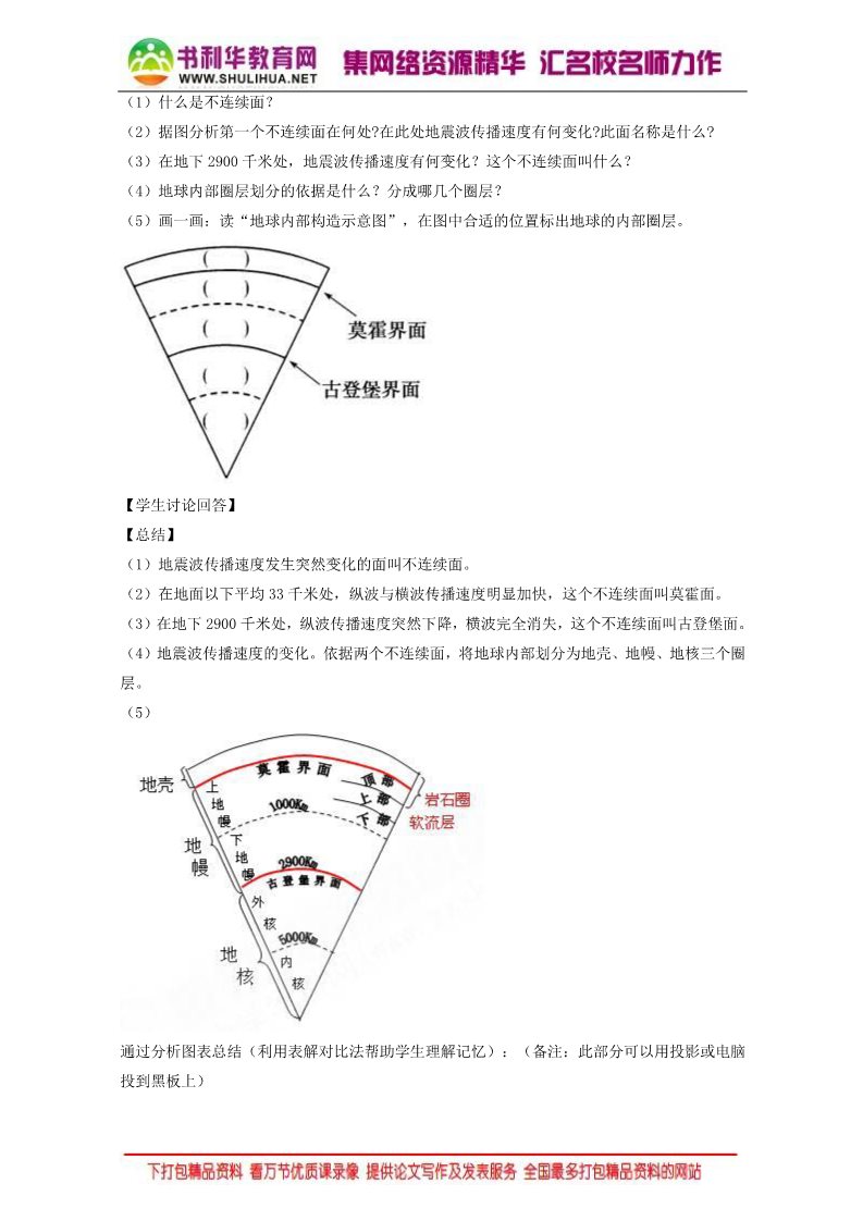 高中地理必修一地理人教版一师一优课必修一教学设计：第一章 第四节《地球的圈层结构》1 Word版含答案第3页