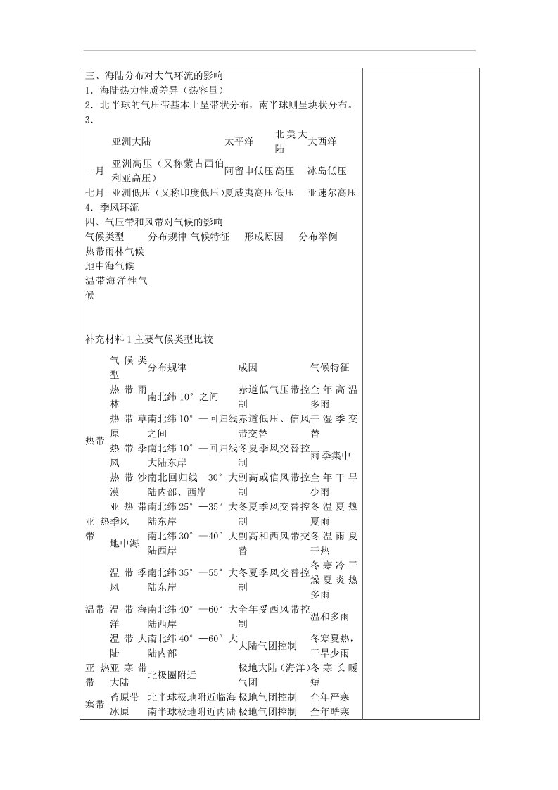 高中地理必修一高中地理 2.2气压带和风带第二课时教案 新人教版必修1第4页