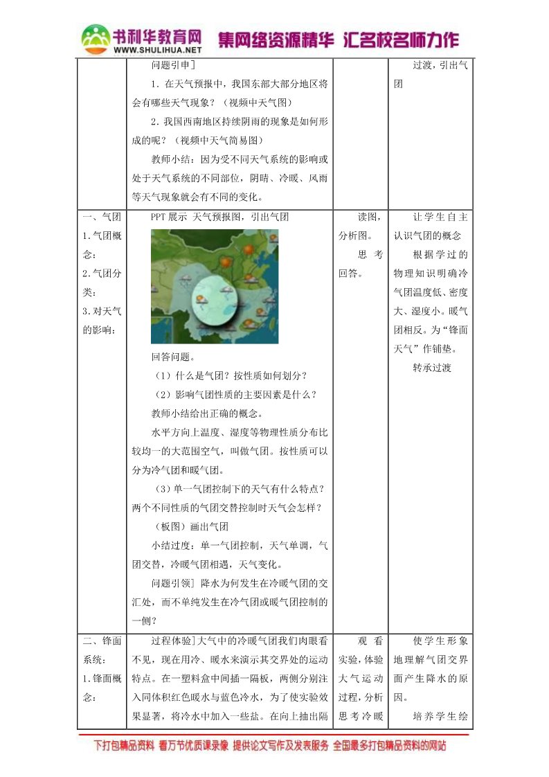 高中地理必修一地理人教版一师一优课必修一教学设计：第二章 第三节《常见天气系统》2 Word版含答案第2页