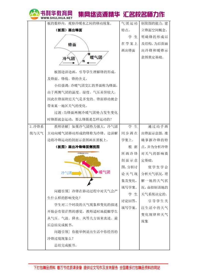 高中地理必修一地理人教版一师一优课必修一教学设计：第二章 第三节《常见天气系统》2 Word版含答案第3页