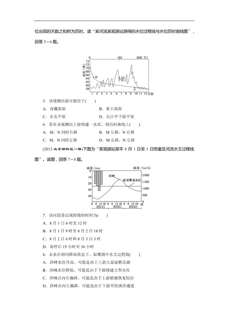 高中地理必修一课时跟踪检测：(八) 自然界的水循环和水资源合理利用（人教版）第2页