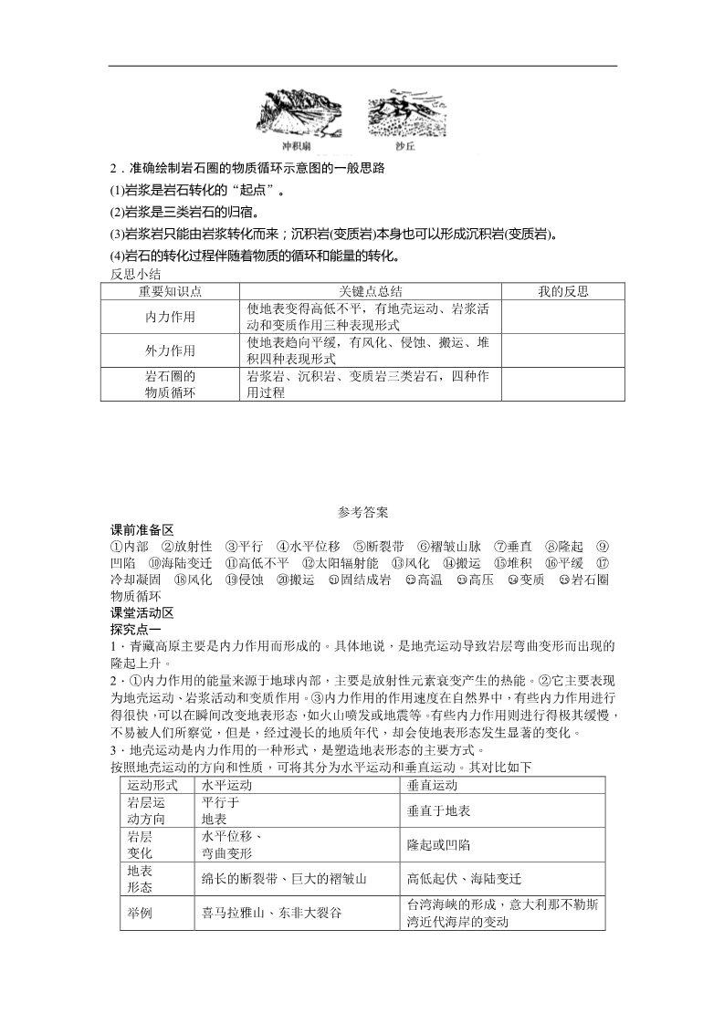 高中地理必修一地理新人教版必修一学案 4.1 营造地表形态的力量第4页