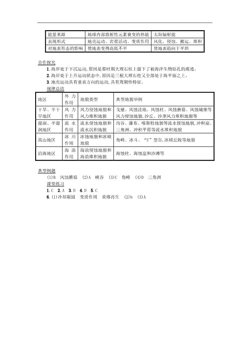 高中地理必修一高中地理 4.1营造地表形态的力量学案 新人教版必修1第4页