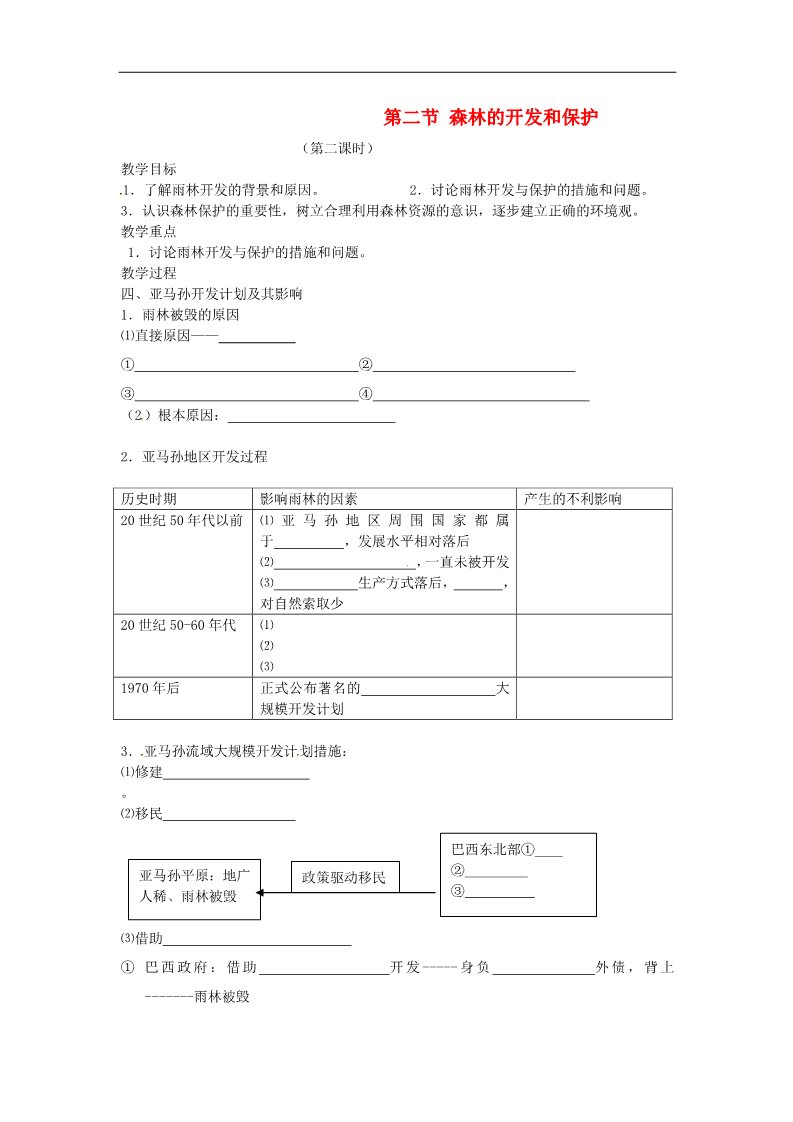 高中地理必修三高中地理 2.2.2森林的开发和保护教学案（无答案）新人教版必修3第1页