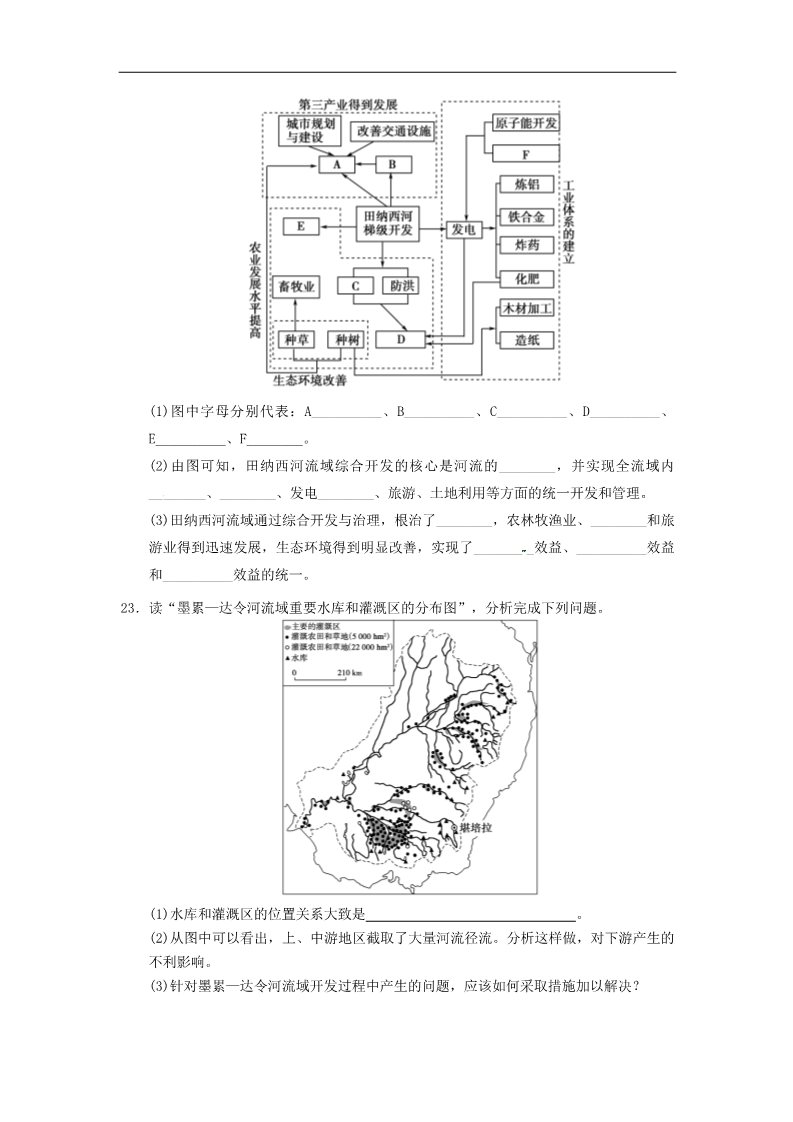 高中地理必修三高考地理一轮复习试题：第38课时流域的综合开发——以美国田纳西河流域为例第5页