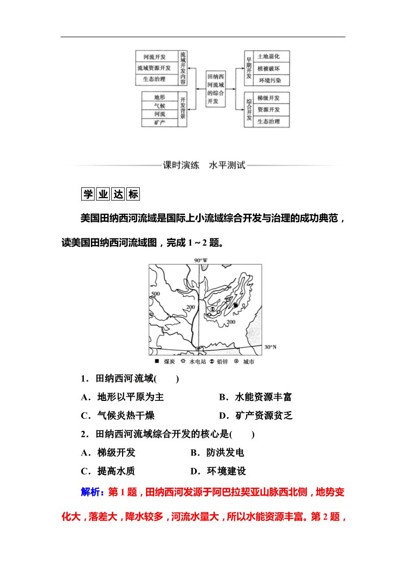 高中地理必修三第三章第二节流域的综合开发——以美国田纳西河流域为例第3页