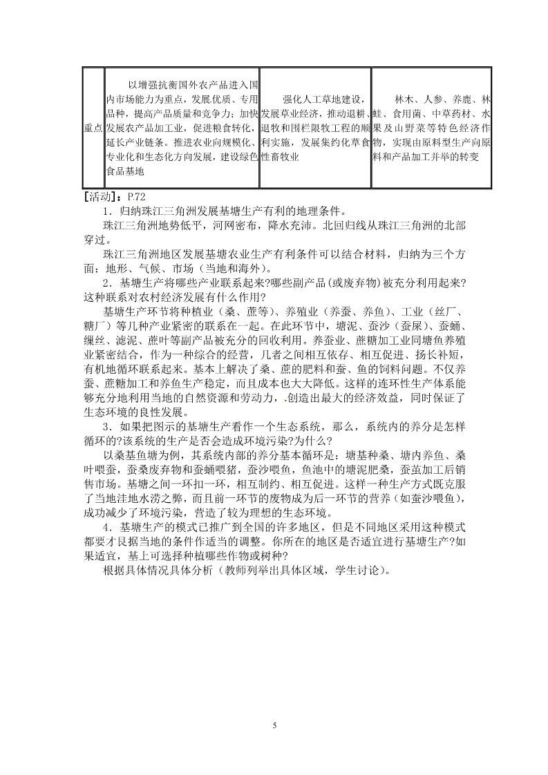 高中地理必修三高二地理必修三《4.1区域农业发展》教案第5页