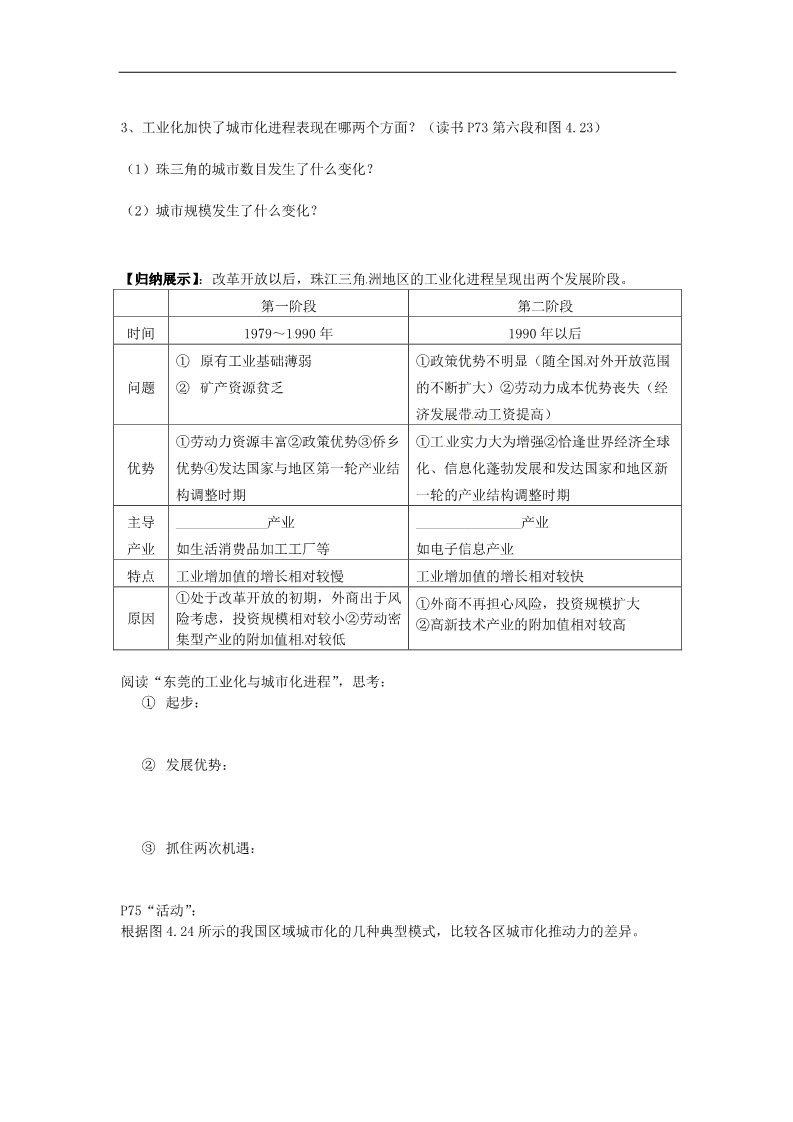 高中地理必修三高中地理 4.2.2区域工业化与城市化学案（无答案）新人教版必修3第2页