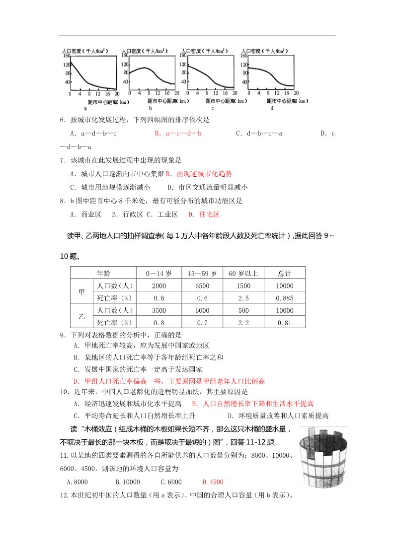 高中地理必修三高一下学期期中练习地理试题（二）第2页