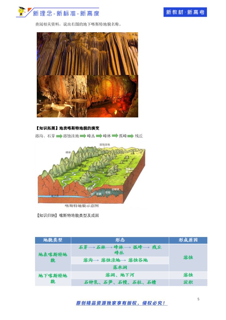 高中地理新版必修一册（鲁教版）3.1.2 走进桂林山水导学案（2）-鲁教版高中地理必修第一册第5页