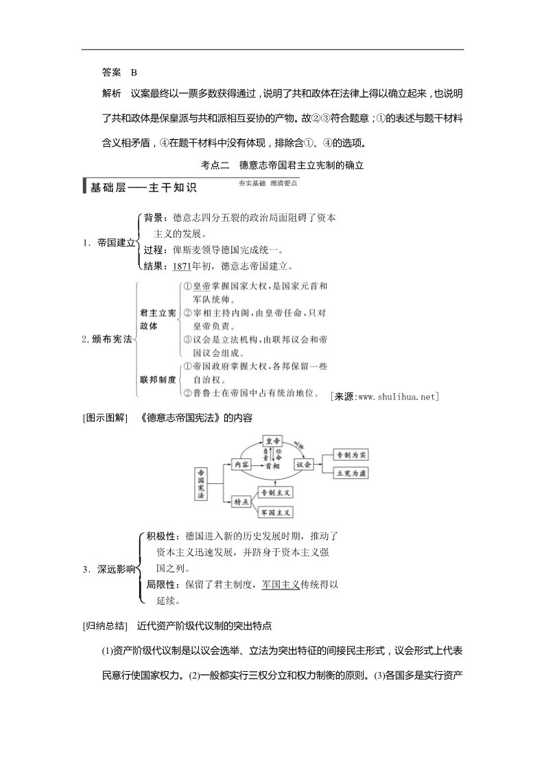 高中历史必修一步步高2015届高考历史（人教版）大一轮复习配套文档：第二单元 第5讲　资本主义政治制度在欧洲大陆的扩展（共15页，含答案解析）第5页