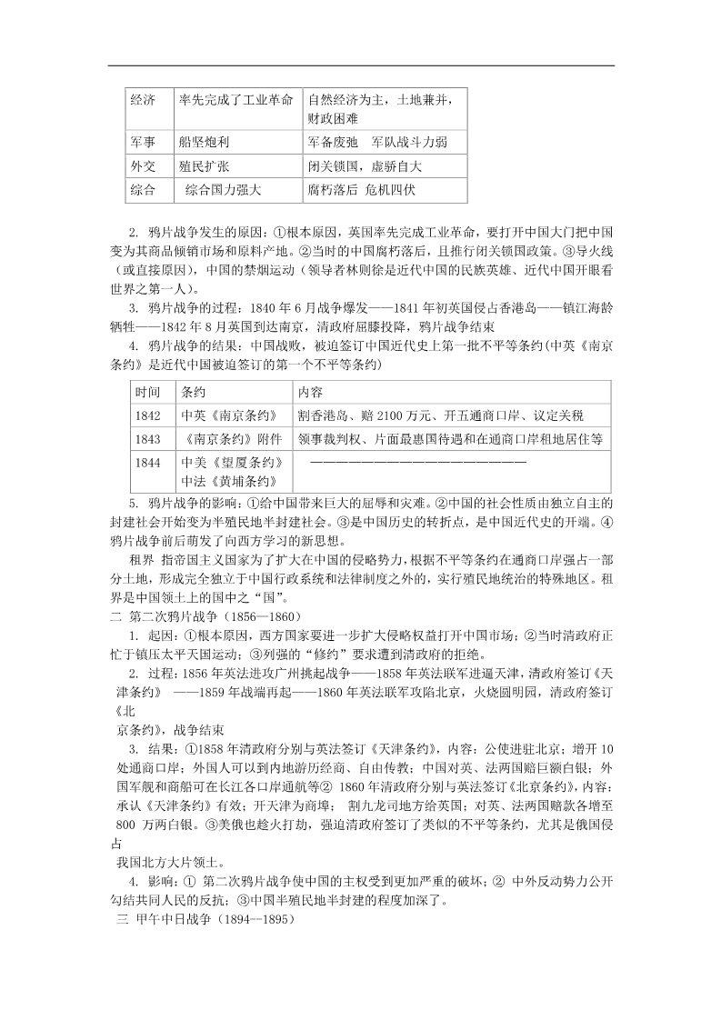 高中历史必修一高考历史一轮复习 （问题导读单+过关检测+真题回放+随堂演练）第四单元《近代中国反侵略、求民主的潮流》《两次鸦片战争》导学案 新人教版必修1第2页