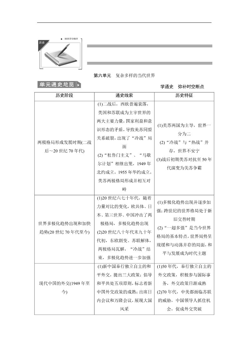 高中历史必修一一轮复习讲义（知识整合+聚焦重点+对接高考+限时规范训练） 人教版 必修一 第六单元 第13课时　两极对峙格局的形成第1页