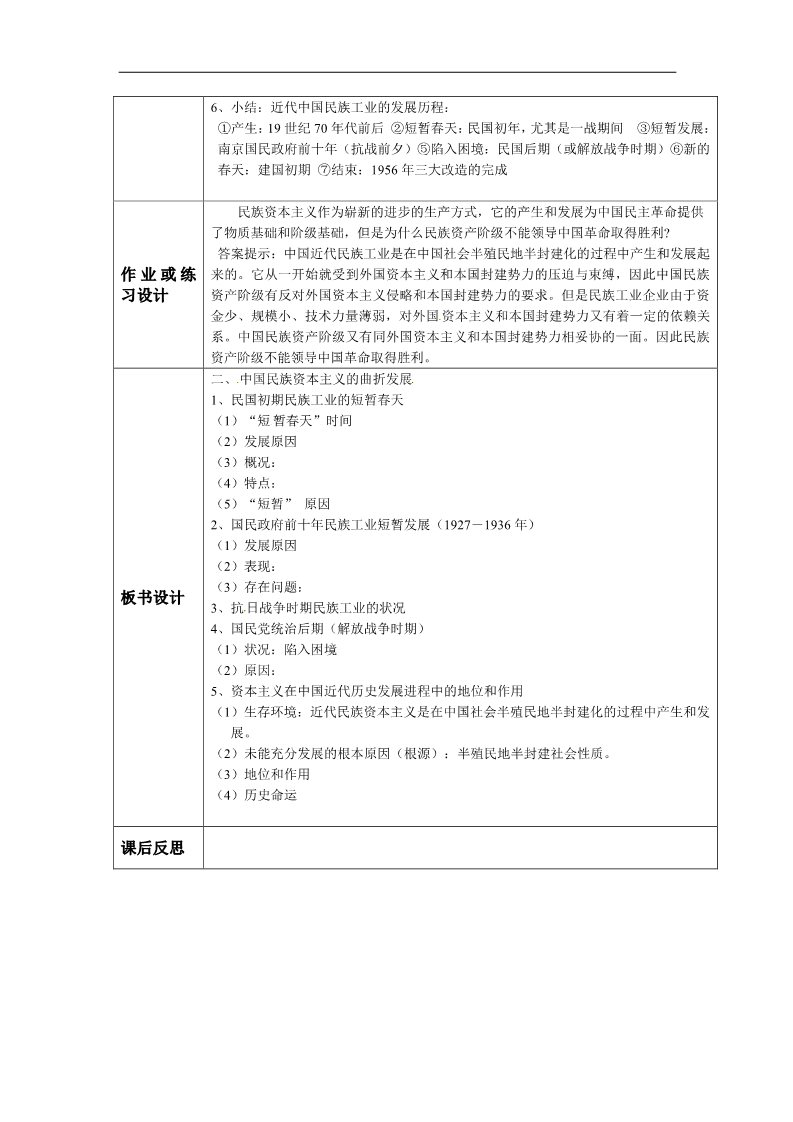 高中历史必修二高考历史复习教学案：必修二 专题二 二、中国民族资本主义的曲折发展第3页