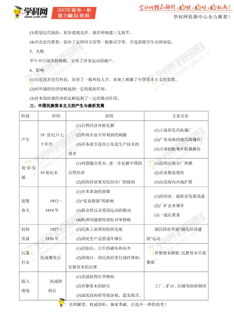 高中历史必修二第17讲 近代中国经济结构的变动与资本主义的曲折发展（教学案）-2017年高考历史一轮复习精品资料（解析版）第2页