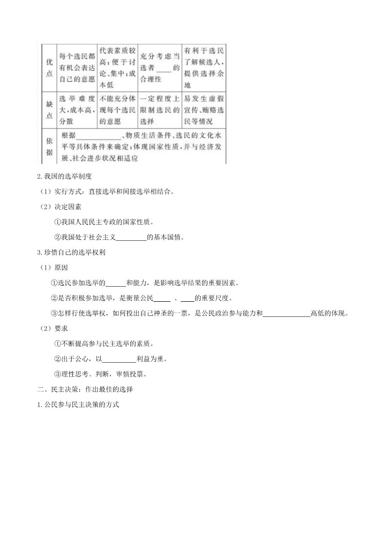 高中政治必修二1.2 我国公民的政治参与（必修2）复习学案：2第2页