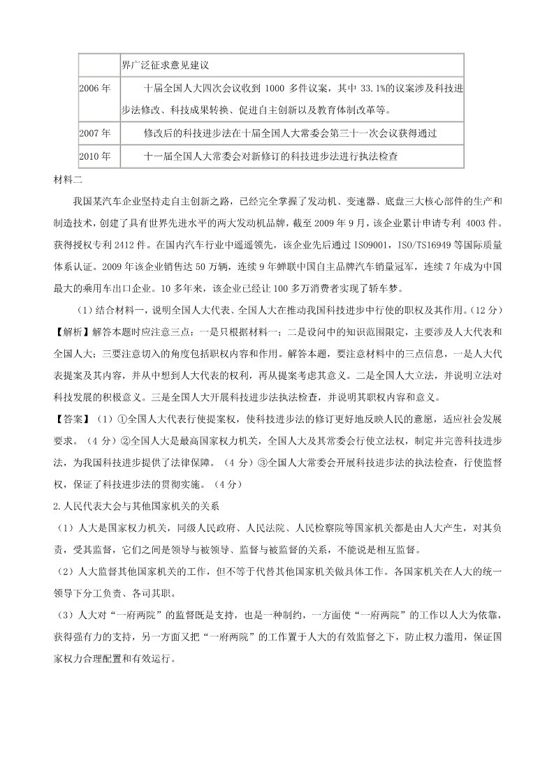 高中政治必修二3.5 我国的人民代表大会制度（必修2）复习学案：2第4页