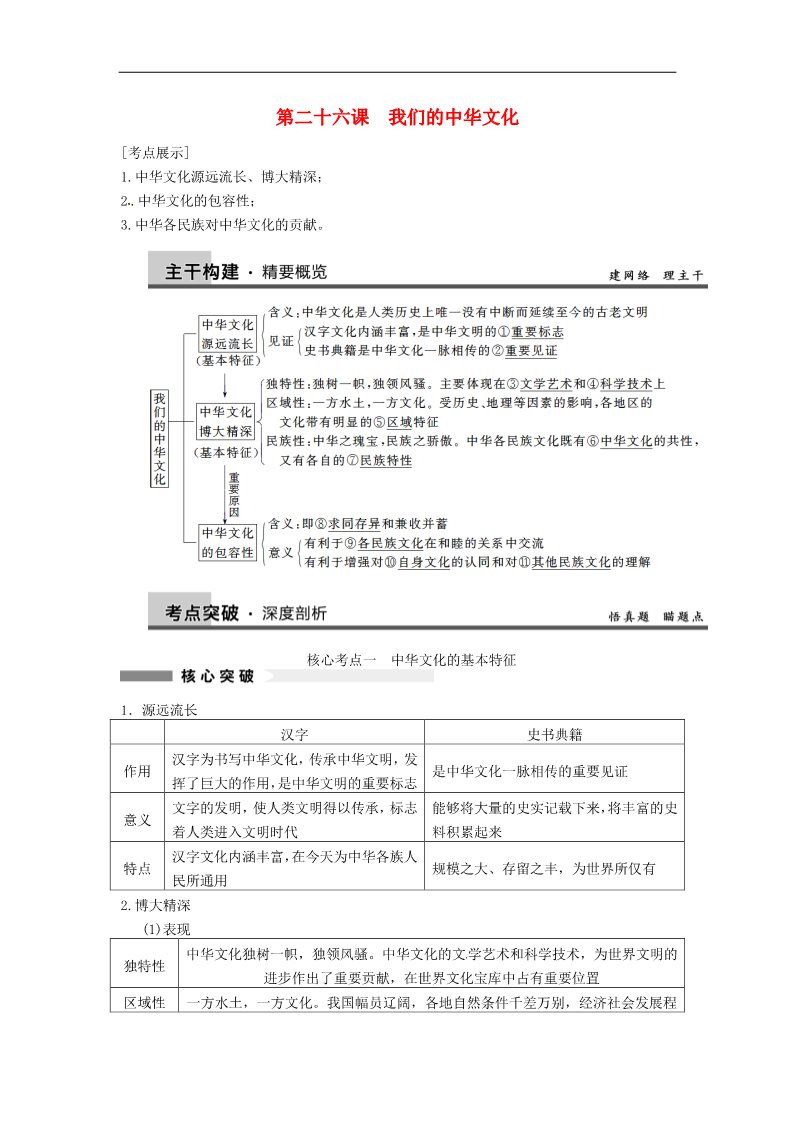 高中政治必修三第六课 我们的中华文化教案3 新人教版必修3第1页
