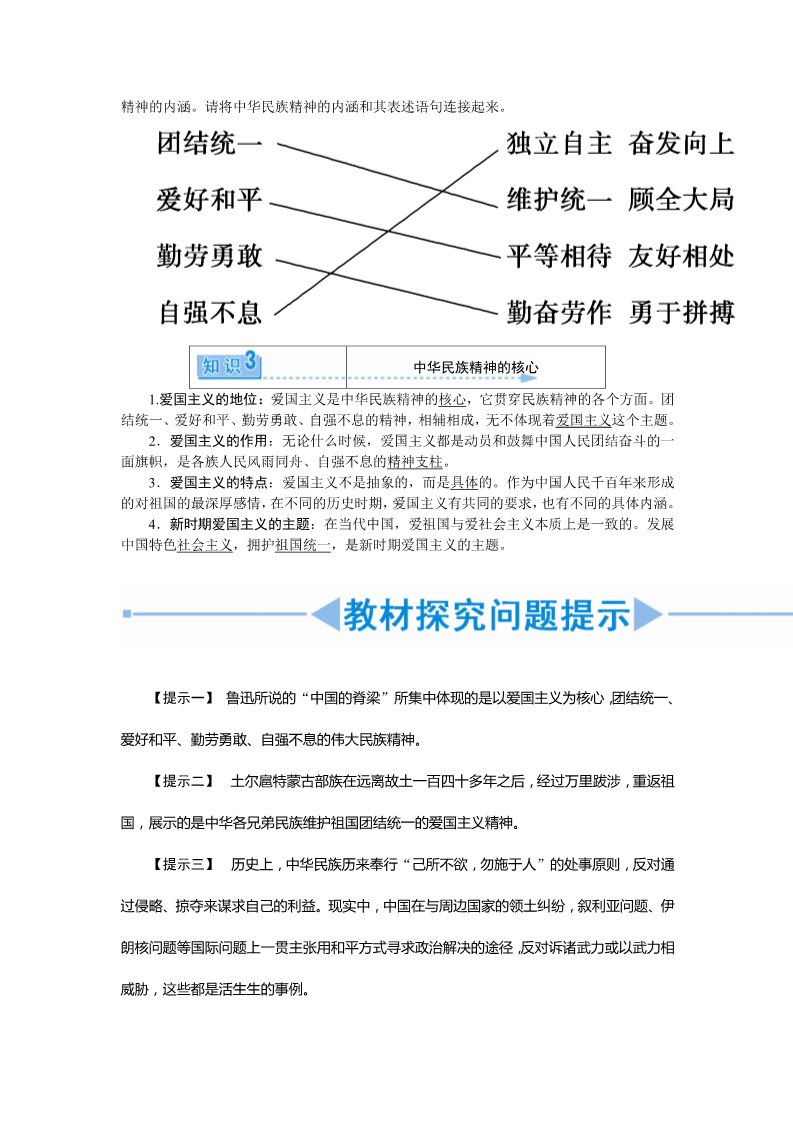 高中政治必修三第七课 我们的民族精神（课前自主导学+课堂互动探究+当堂双基检测）第4页