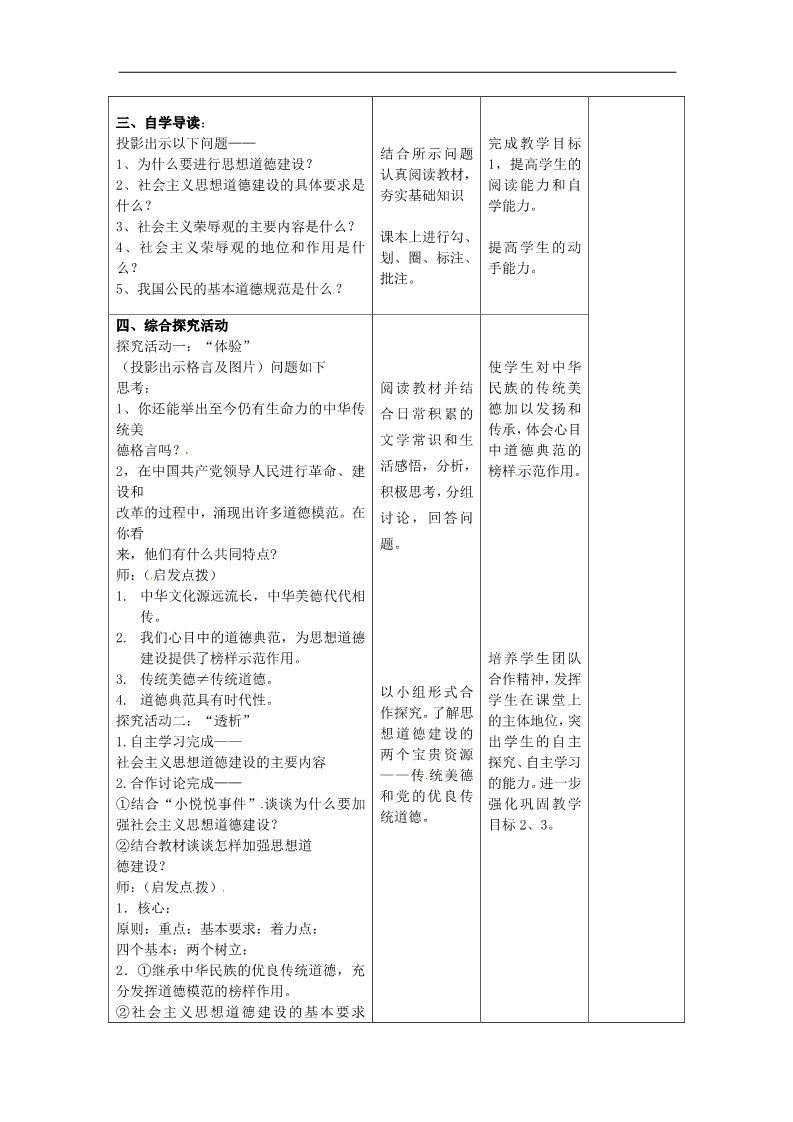 高中政治必修三第十课 文化建设的中心环节 加强思想道德建设教案2 新人教版必修3第2页