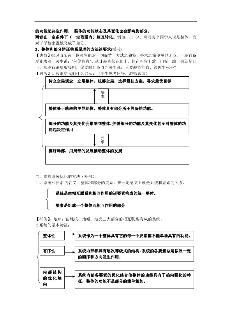 高中政治必修四高二政治： 教学案 7.2 《用联系的观点看问题》（新人教版必修4）第3页