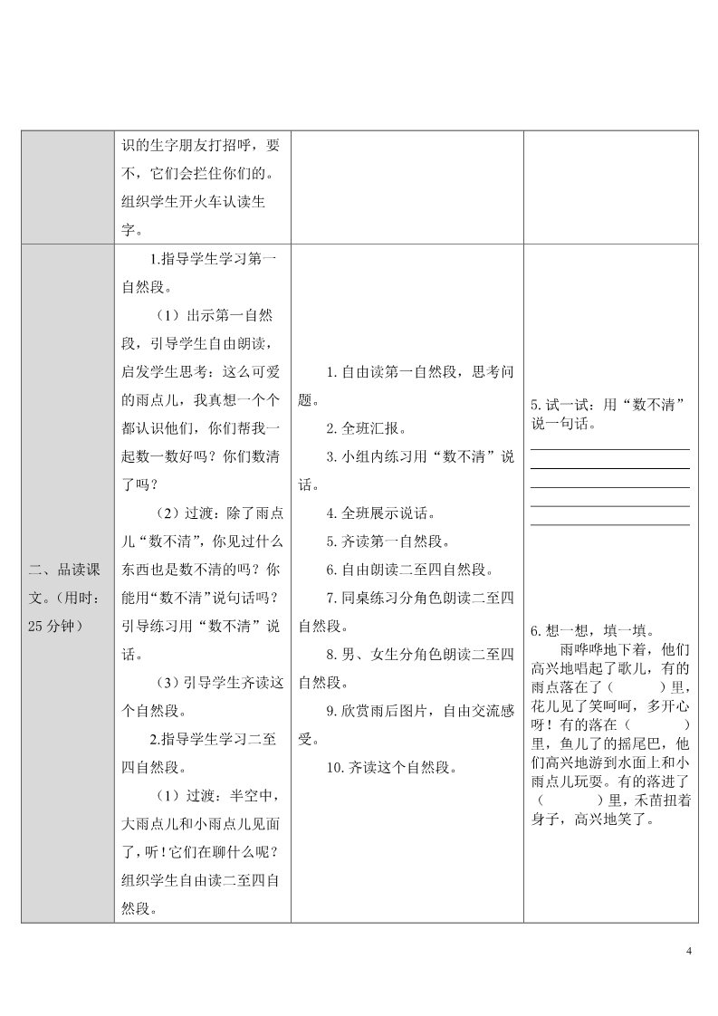 一年级上册语文8.雨点儿第4页