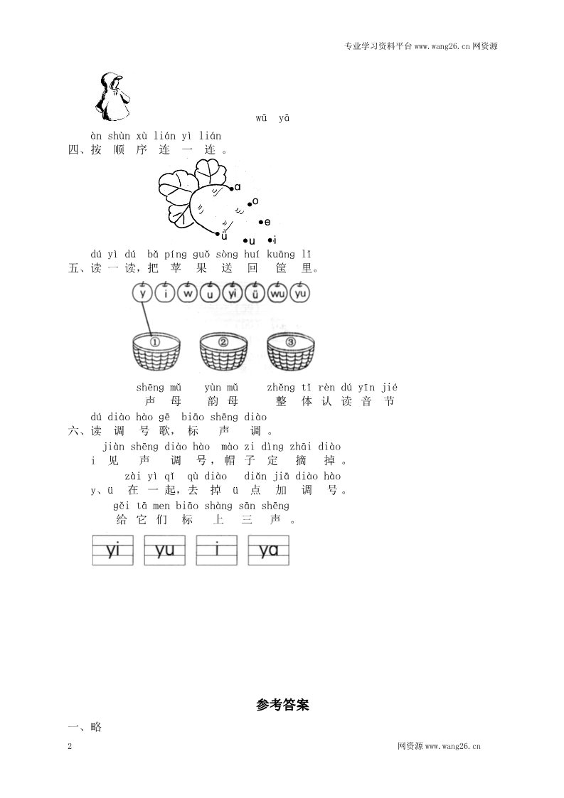 一年级上册语文汉语拼音02i u ü第2页