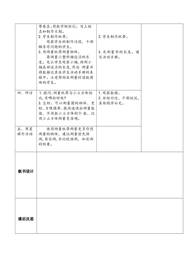 一年级上册科学（教科版）2017一年级科学教科版上册2.6《做一个测量纸带》教案第2页