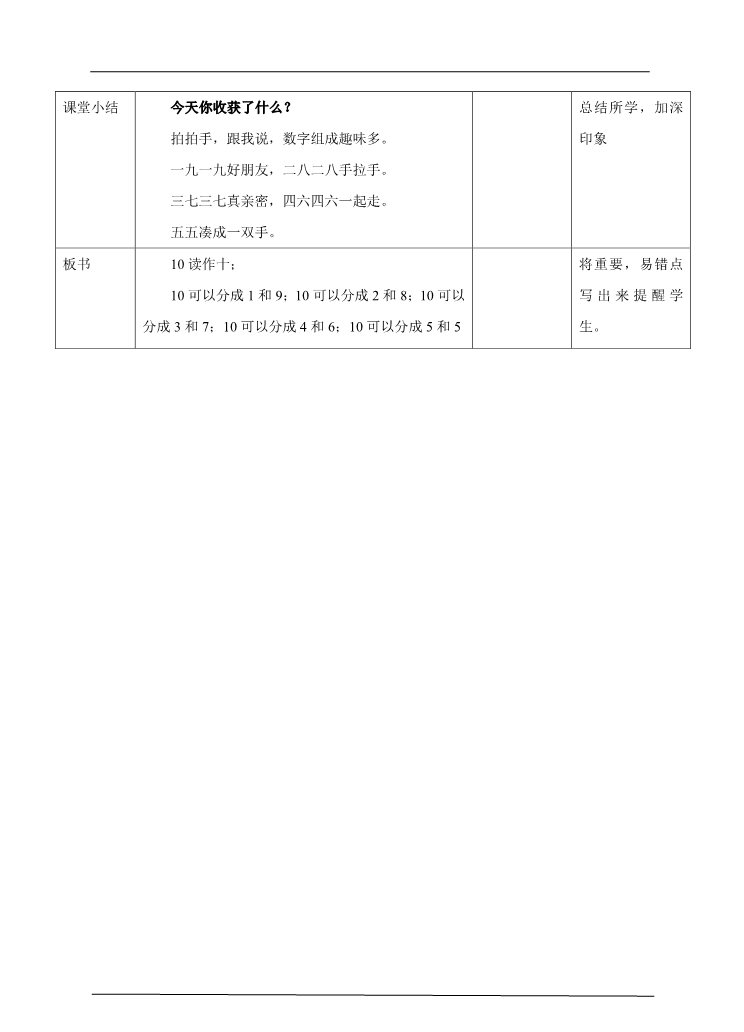 一年级上册数学(人教版）10的认识及加减法 教学设计第3页