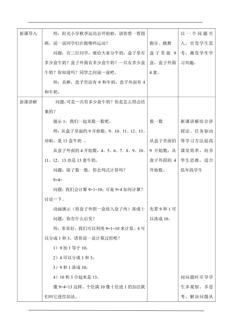 一年级上册数学(人教版）9加几 教学设计第2页