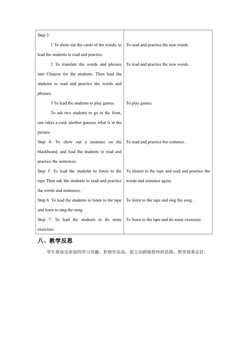 一年级下册英语（SL版）Unit 4 Food Lesson 2 教案 1第2页