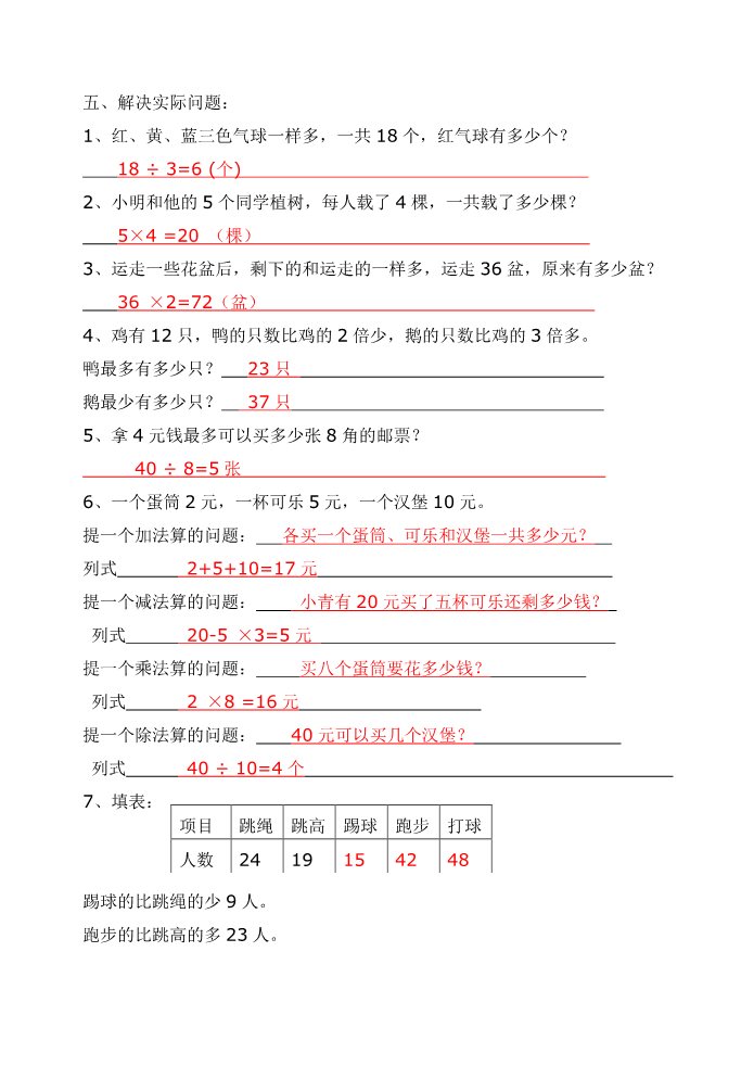 二年级上册数学（苏教版）苏教版二年级数学上册期末复习题及答案第3页