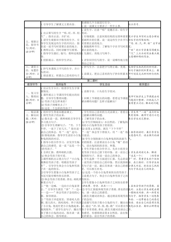 二年级上册语文语文优质课《第20课:雪孩子》教案教学设计第2页
