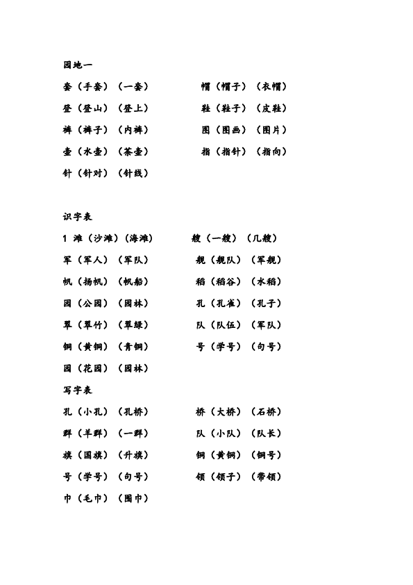 二年级上册语文《语文生字组词总复习》资料第3页