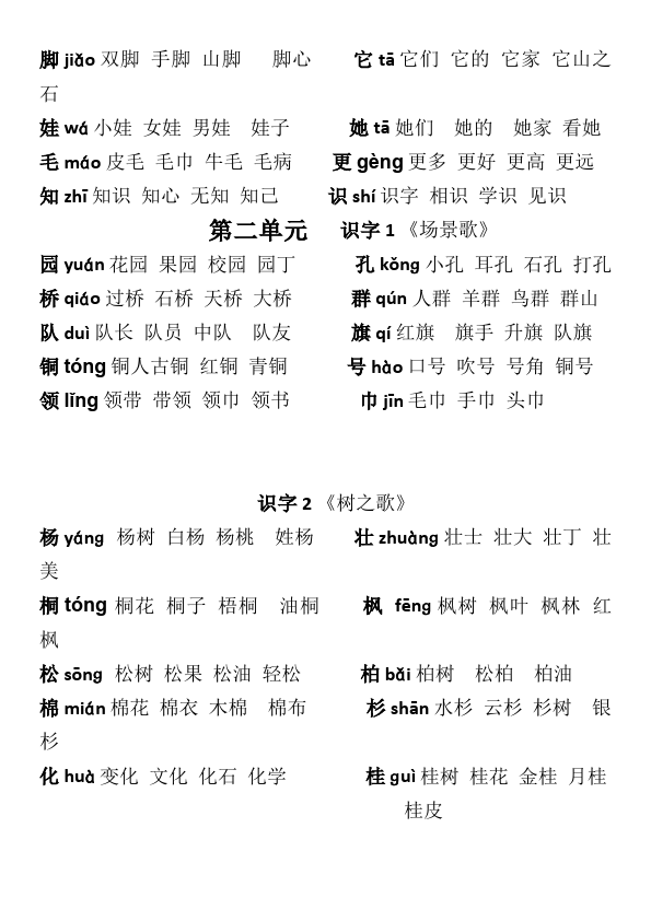 二年级上册语文语文《期中考试写字表1-14课组词》练习试卷12第2页