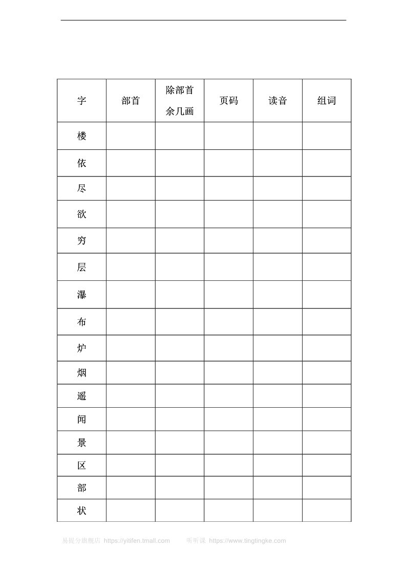 二年级上册语文【查字典练习】部编版小学语文二年级上册部首查字法练习题第1页