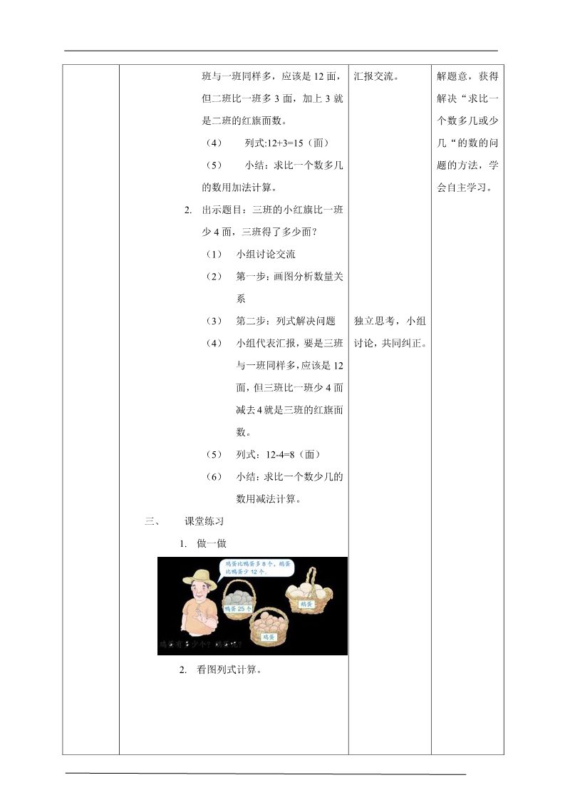 二年级上册数学（人教版）人教版数学二年级上册求比一个数多几（少几）的数教学设计第2页