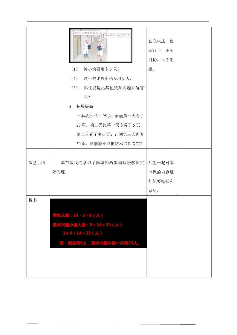 二年级上册数学（人教版）人教版数学二年级上册简单的两步加减法解决实际问题 教学设计第3页