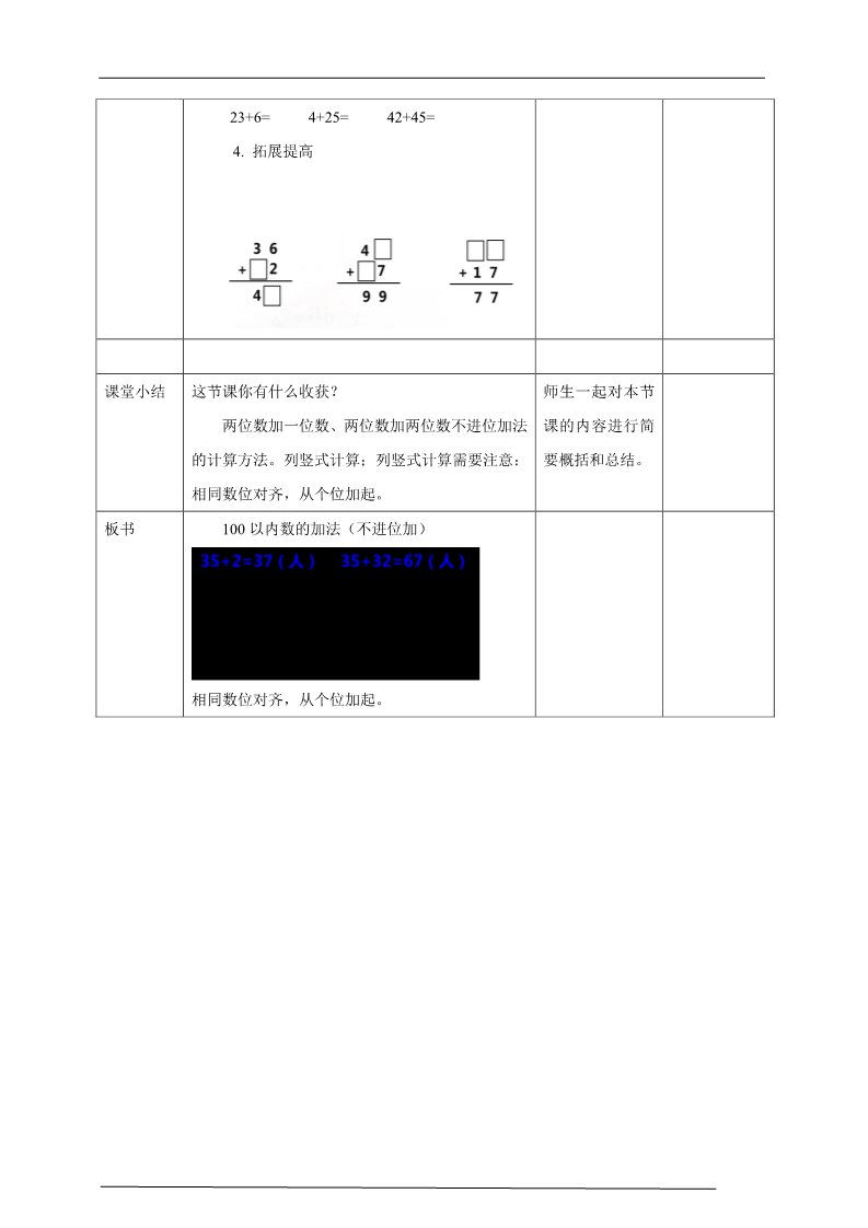 二年级上册数学（人教版）人教版数学二年级上册100以内数的加法（不进位加）教学设计第4页