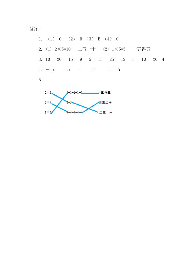 二年级上册数学（人教版）4.2 5的乘法口诀第2页